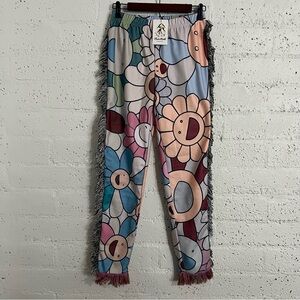 Olivia Mark Womens Pants S Flower Power Fringe Novelty Pockets NEW N14